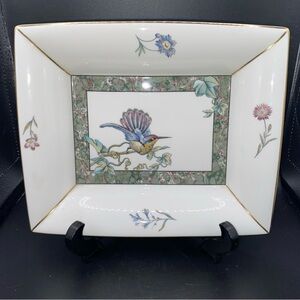 Wedgwood Bone China Humming Birds Trinket Dish Gold Trim Rectangular Tray